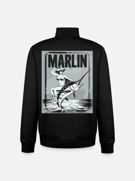 Marlin Pêcheuse Rétro - Sweat zippé unisexe en coton bio Stanley/Stella - noir