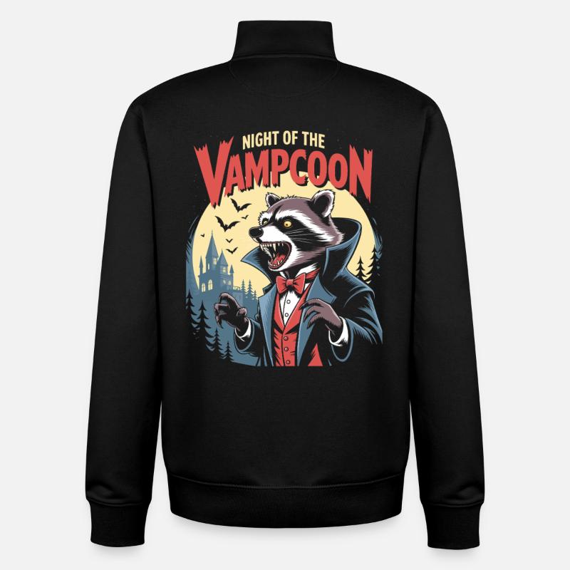 Vampcoon Nightball Raton laveur - Sweat zippé unisexe en coton bio Stanley/Stella - noir
