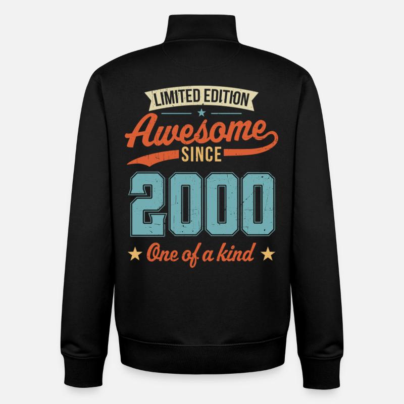 Awesome Since 2000 - Unisex Organic Zip Sweatshirt by Stanley/Stella - black