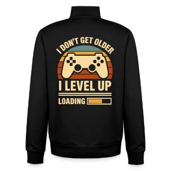Chemise gamer – Je ne vieillis pas, je monte de niveau - Sweat zippé unisexe en coton bio Stanley/Stella - noir - Dos - AI Model Male 185 light (185cm)
