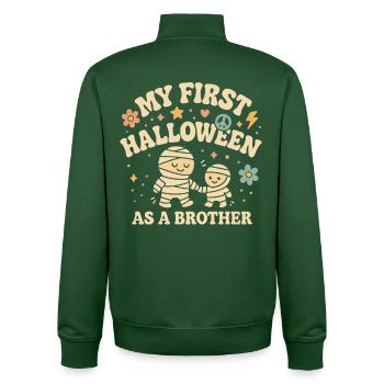 Mon premier Halloween en tant que frère momie Design - Sweat zippé unisexe en coton bio Stanley/Stella - vert bouteille - Dos - AI Model Male 185 dark (185cm)