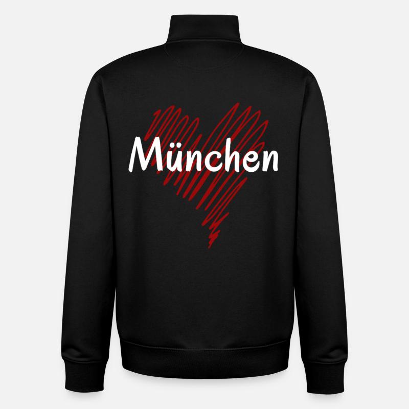 I love Munich, Munich Germany - Unisex Organic Zip Sweatshirt by Stanley/Stella - black