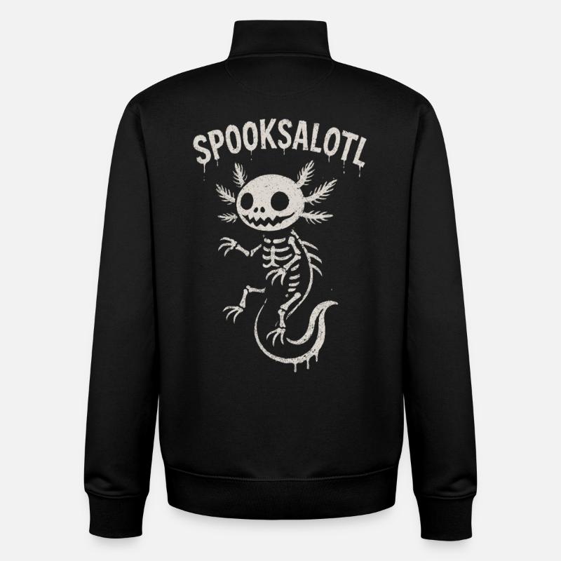 Spooksalotl Skeleton Axolotl Halloween - Unisex Organic Zip Sweatshirt by Stanley/Stella - black