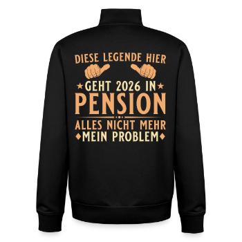 Pensioner 2026 Work colleague in retirement Farewell - Unisex Organic Zip Sweatshirt by Stanley/Stella - black - Back - AI Model Male 185 light (185cm)