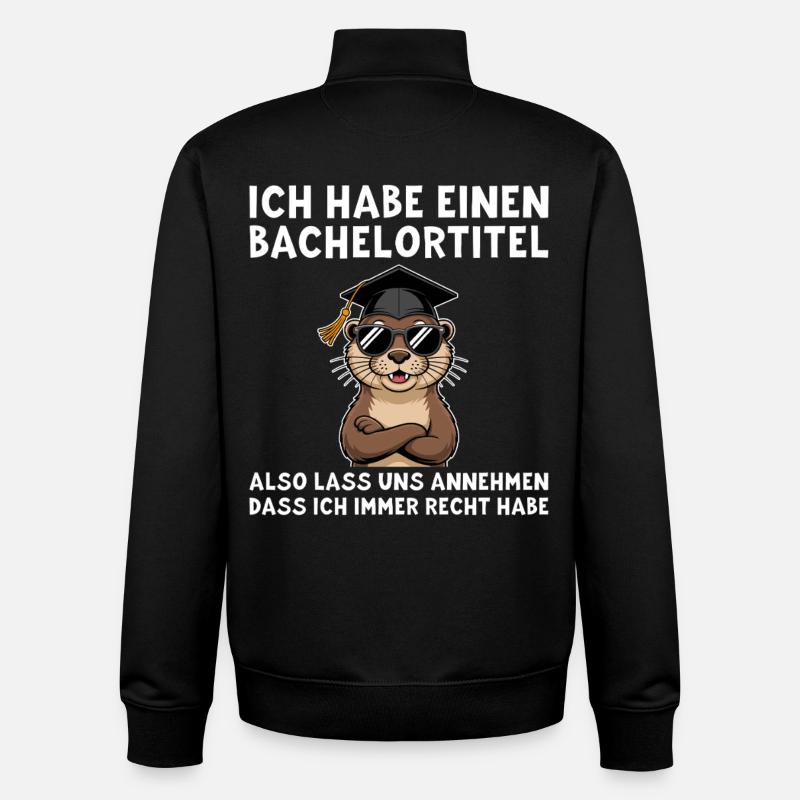 Baccalauréat - Funny Otter Baccalauréat - Sweat zippé unisexe en coton bio Stanley/Stella - noir