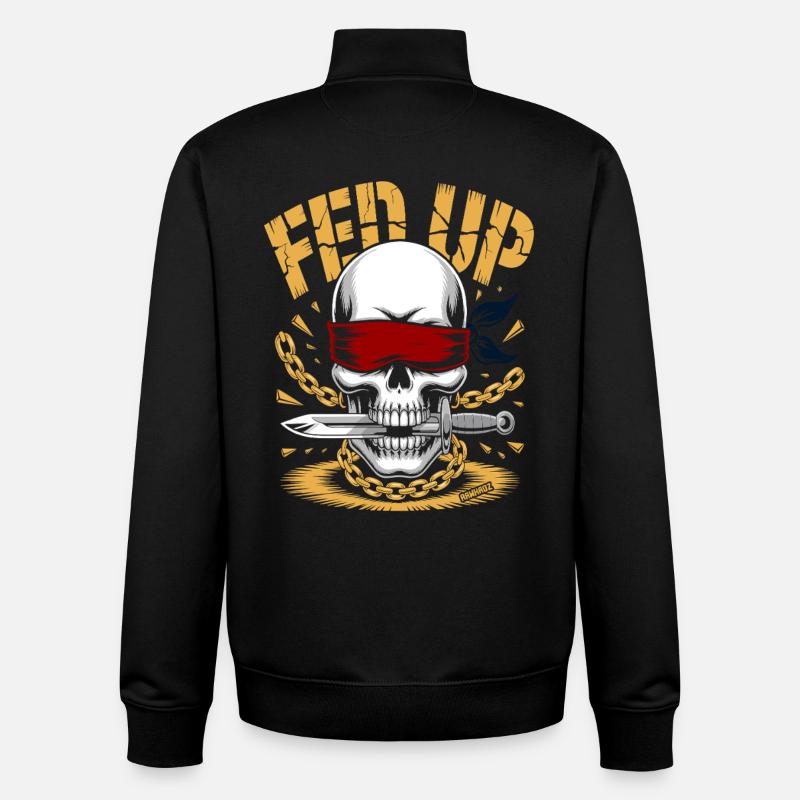 Blind skull with chain, muzzle full - Unisex Organic Zip Sweatshirt by Stanley/Stella - black