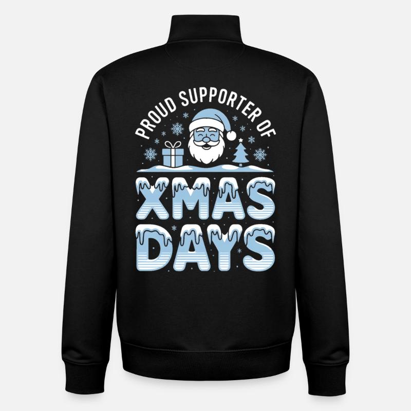 Xmas Days Blue Santa Design - Unisex Organic Zip Sweatshirt by Stanley/Stella - black