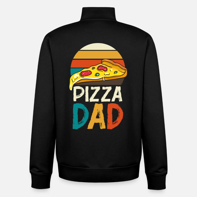 Pizza Dad Retro Logo - Unisex Organic Zip Sweatshirt by Stanley/Stella - black
