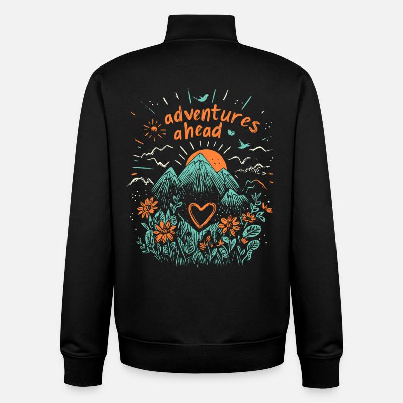 Des aventures à venir - Sweat zippé unisexe en coton bio Stanley/Stella - noir