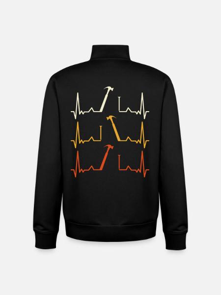 Heartbeat Hammer Pattern - Unisex Organic Zip Sweatshirt by Stanley/Stella - black
