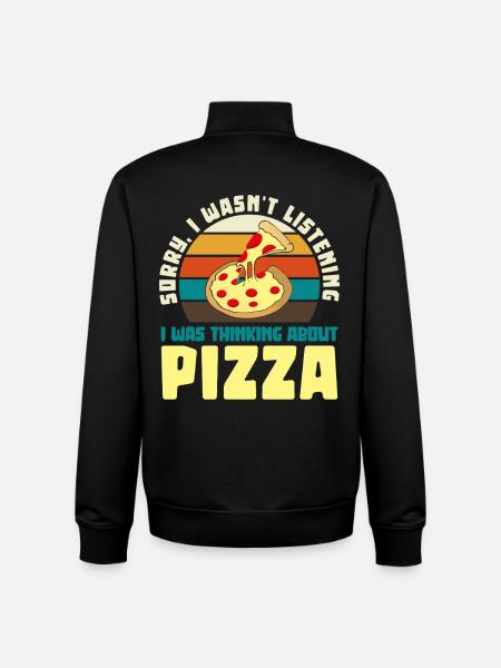 Pizza Dreamer Retro Motif - Unisex Organic Zip Sweatshirt by Stanley/Stella - black