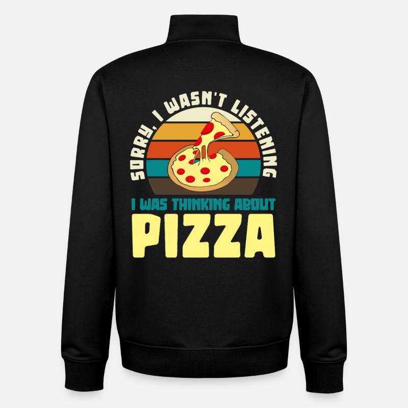 Pizza Dreamer Retro Motif - Unisex Organic Zip Sweatshirt by Stanley/Stella - black