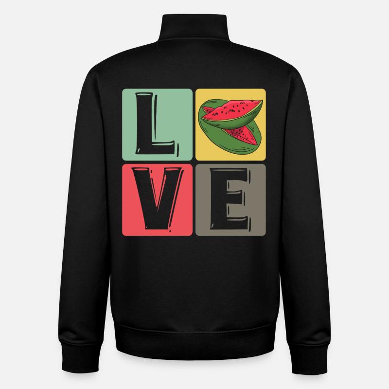 Blocs de pastèque Love Pop Art - Sweat zippé unisexe en coton bio Stanley/Stella - noir