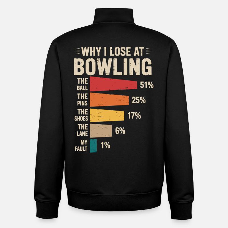 Bowling - Sweat zippé unisexe en coton bio Stanley/Stella - noir