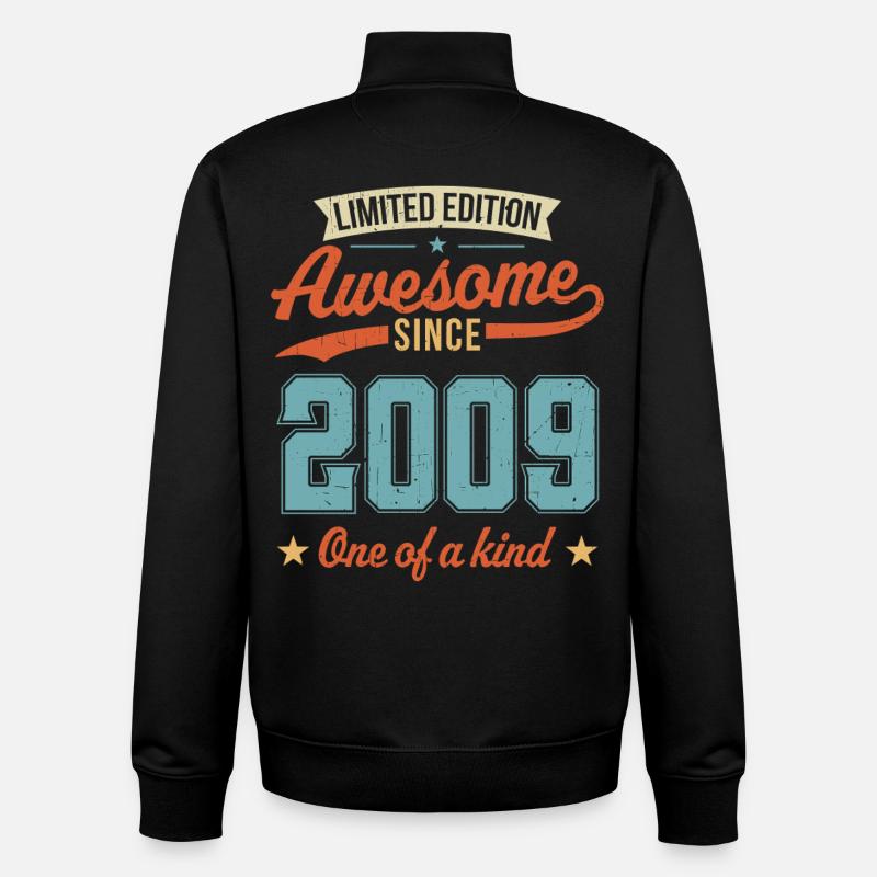 Awesome Since 2009 - Unisex Organic Zip Sweatshirt by Stanley/Stella - black