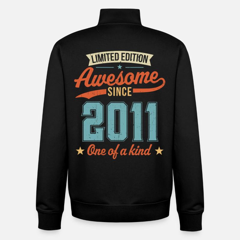 Awesome Since 2011 - Unisex Organic Zip Sweatshirt by Stanley/Stella - black