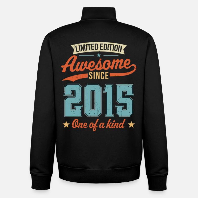 Awesome Since 2015 - Unisex Organic Zip Sweatshirt by Stanley/Stella - black
