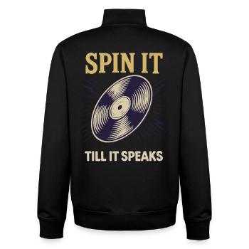 Spin It Till It Speaks Vinyl Record Lovers - Unisex Organic Zip Sweatshirt by Stanley/Stella - black - Back - AI Model Male 185 light (185cm)
