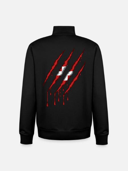 Danemark griffe grunge dannebrog drapeau scratch - Sweat zippé unisexe en coton bio Stanley/Stella - noir