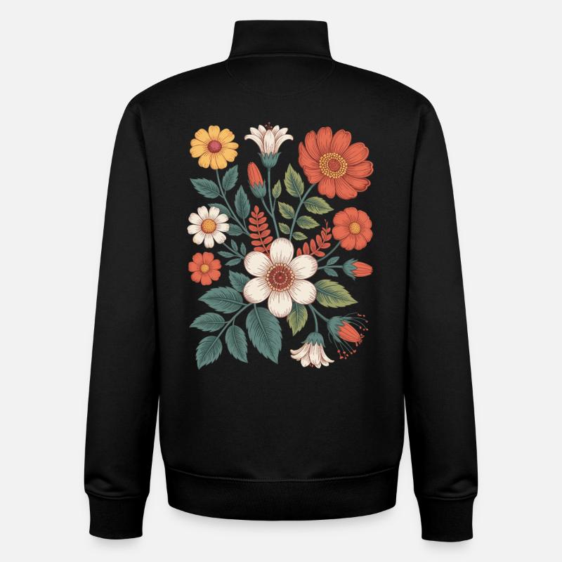 Botanique Diversité Fleur Jardin Prairie Nature - Sweat zippé unisexe en coton bio Stanley/Stella - noir