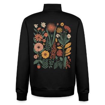 Botanical Flower Diversity Garden Meadow Nature - Unisex Organic Zip Sweatshirt by Stanley/Stella - black - Back - AI Model Male 185 light (185cm)