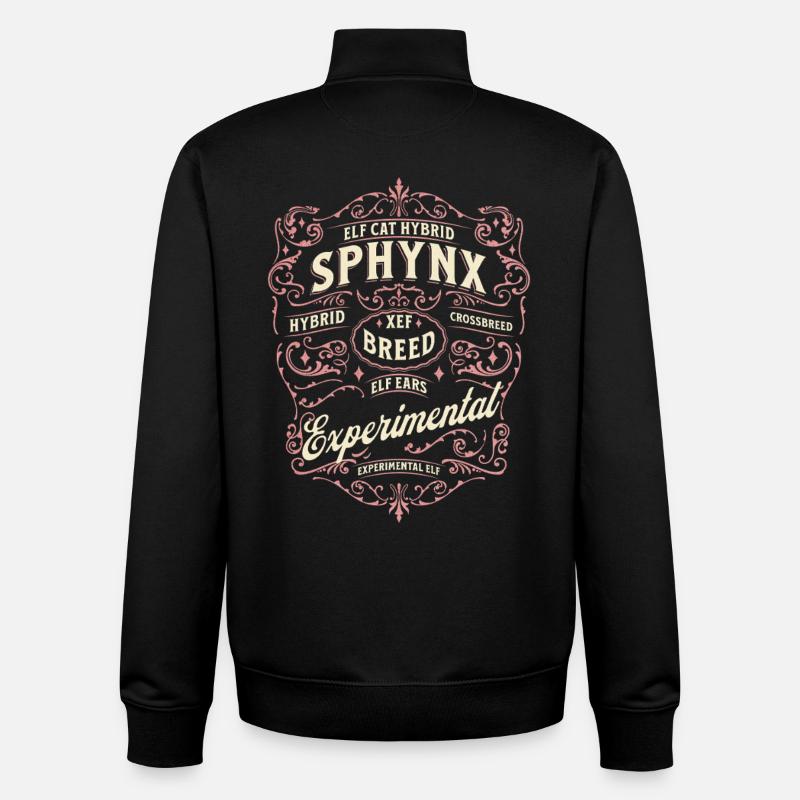 Elfe Sphynx Chat - Sweat zippé unisexe en coton bio Stanley/Stella - noir