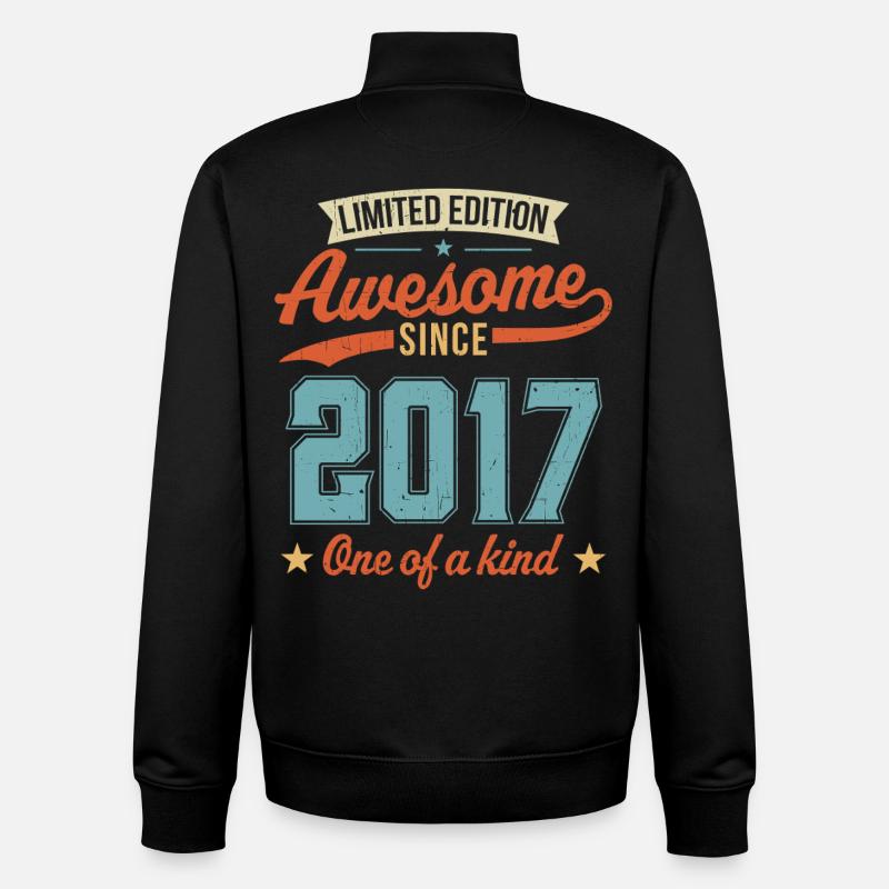 Génial depuis 2017 - Sweat zippé unisexe en coton bio Stanley/Stella - noir