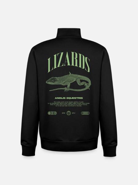 Cuban Knight Anole Reptile Keeper Lizard - Unisex Organic Zip Sweatshirt by Stanley/Stella - black