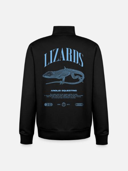 Cuban Knight Anole Reptile Keeper Lizard - Unisex Organic Zip Sweatshirt by Stanley/Stella - black