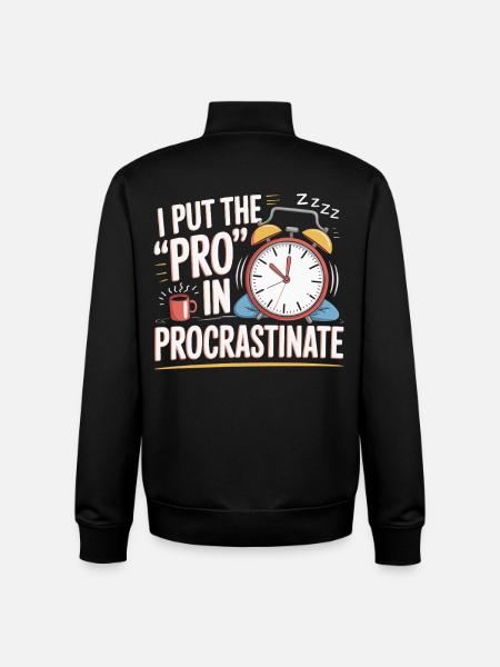 Pro in Procrastinating Clock - Unisex Organic Zip Sweatshirt by Stanley/Stella - black