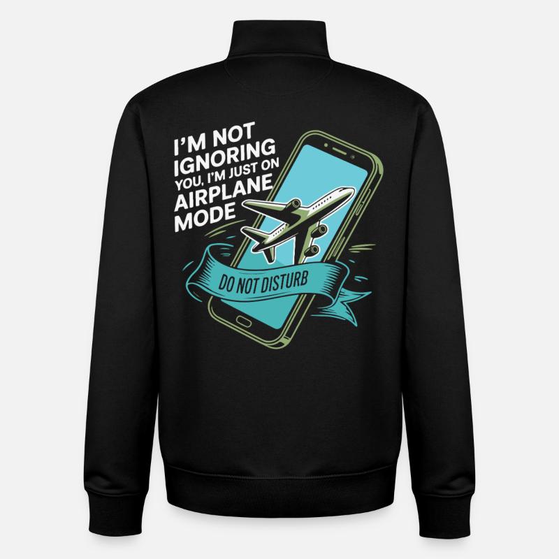 Airplane Mode Humor Illustration - Unisex Organic Zip Sweatshirt by Stanley/Stella - black