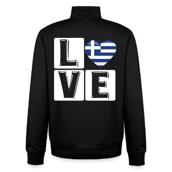 Love Greece Heart Flag - Unisex Organic Zip Sweatshirt by Stanley/Stella - black - Back - AI Model Male 185 light (185cm)