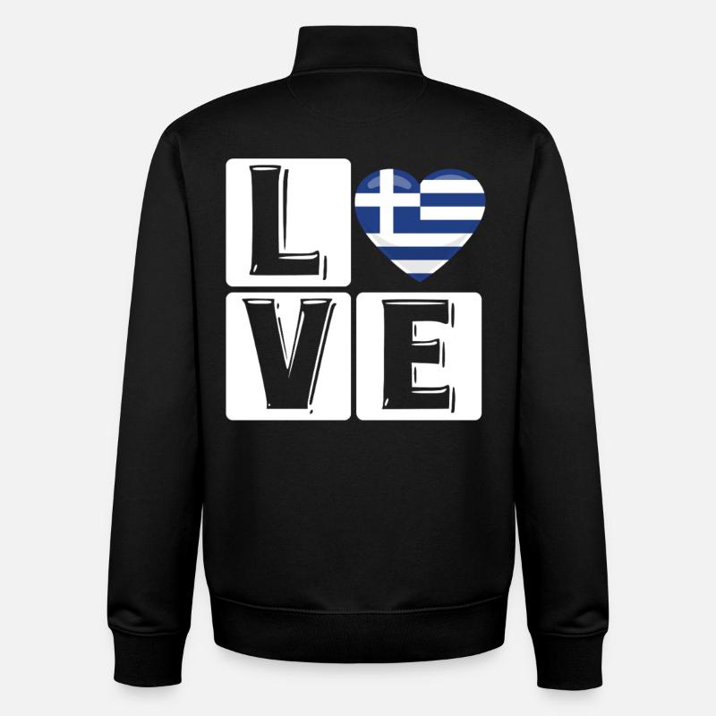 Amour Grèce Coeur Drapeau - Sweat zippé unisexe en coton bio Stanley/Stella - noir