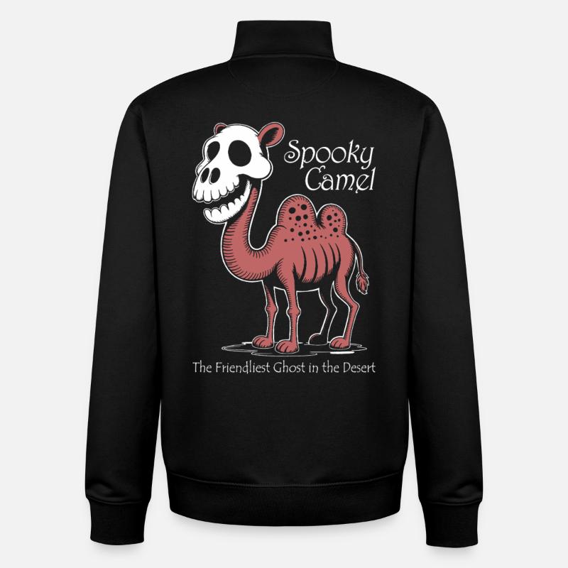 Spooky Camel Ghost in Desert - Unisex Organic Zip Sweatshirt by Stanley/Stella - black