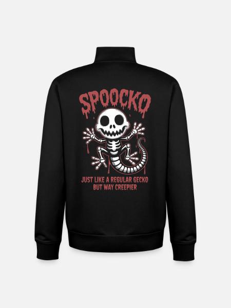 Spooky Gecko Skeleton Halloween - Unisex Organic Zip Sweatshirt by Stanley/Stella - black