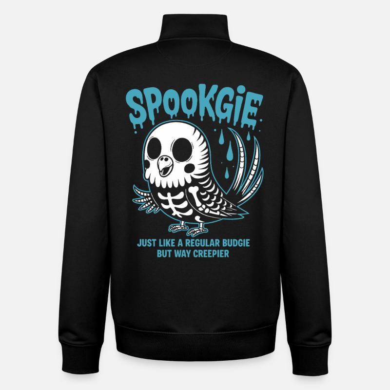 Spooky Perruche Squelette Halloween - Sweat zippé unisexe en coton bio Stanley/Stella - noir