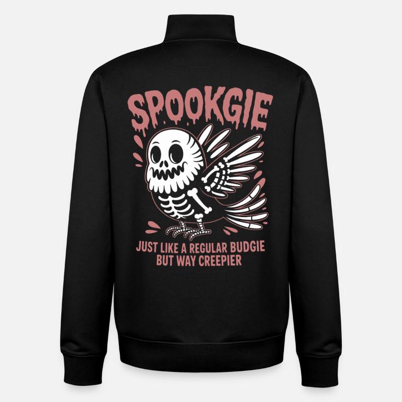 Haunted Budgie Skeleton Bird Budgie - Unisex Organic Zip Sweatshirt by Stanley/Stella - black