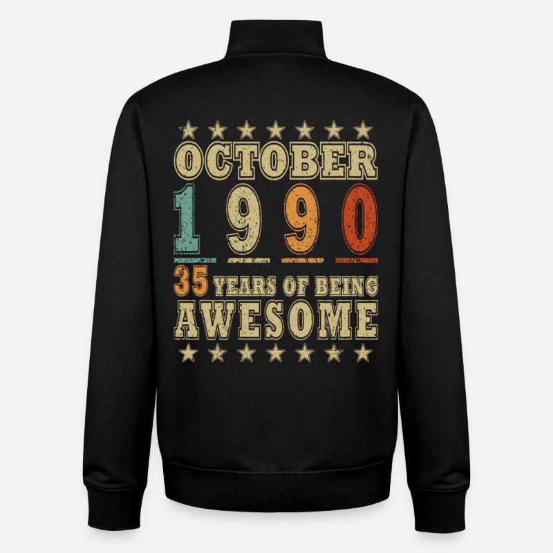 35e anniversaire Légende Octobre 1990 - Sweat zippé unisexe en coton bio Stanley/Stella - noir