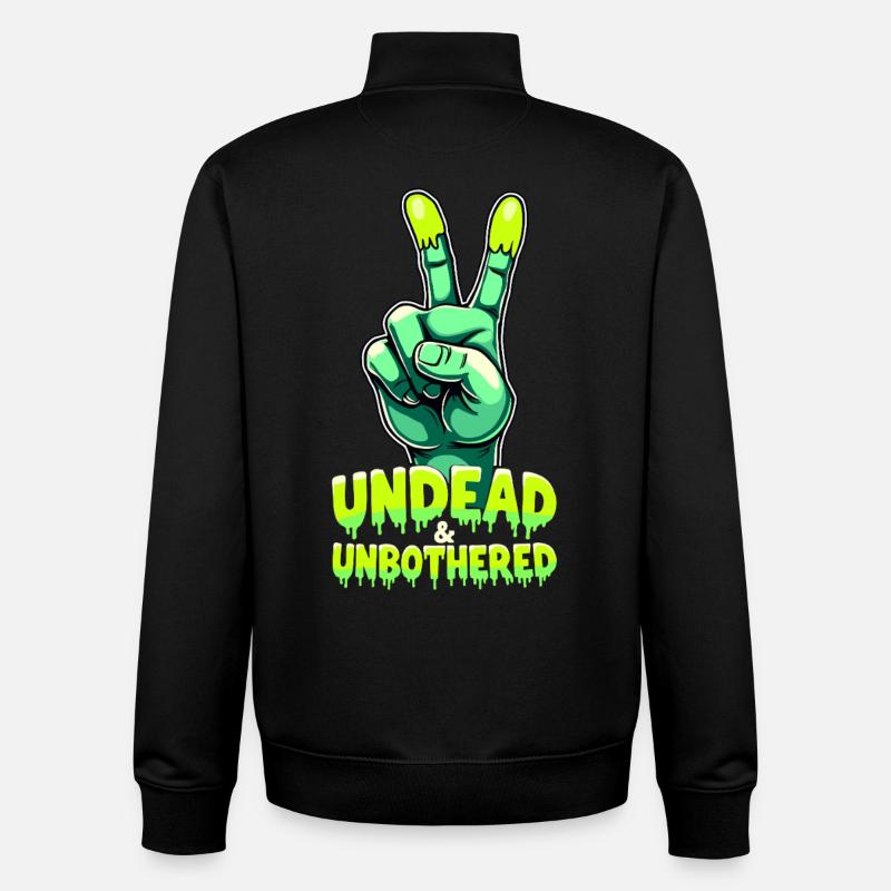 Undead and Unbothered Peace-Zeichen Zombie - Unisex Organic Zip Sweatshirt von Stanley/Stella - Schwarz
