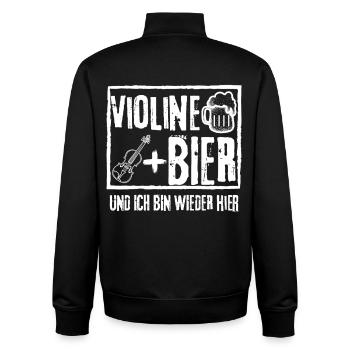 VIOLINE UND BIER UND ICH BIN WIEDER HIER - Unisex Organic Zip Sweatshirt von Stanley/Stella - Schwarz - Hinten - AI Model Male 185 light (185cm)