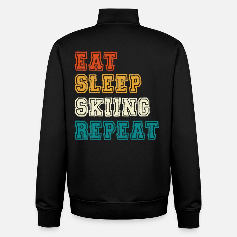 Manger Dormir Répéter le ski - Sweat zippé unisexe en coton bio Stanley/Stella - noir