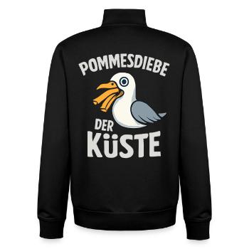French Fry Thieves Coastal Pelican - Unisex Organic Zip Sweatshirt by Stanley/Stella - black - Back - AI Model Male 185 light (185cm)