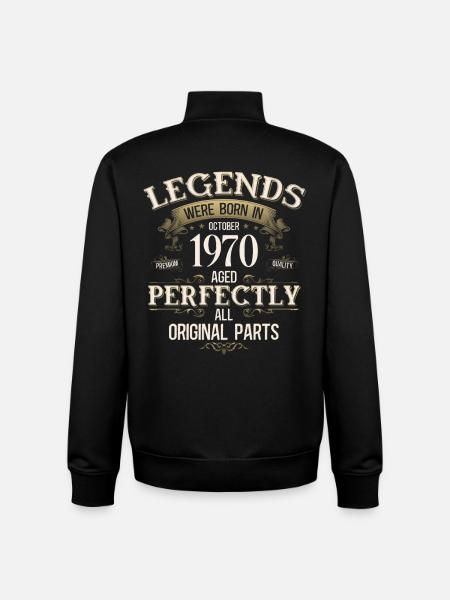 55th Birthday Legend October 1970 - Unisex Organic Zip Sweatshirt by Stanley/Stella - black