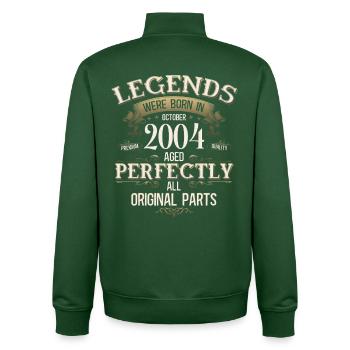 21ème Anniversaire Légende Octobre Millésime 2004 - Sweat zippé unisexe en coton bio Stanley/Stella - vert bouteille - Dos - AI Model Male 185 dark (185cm)