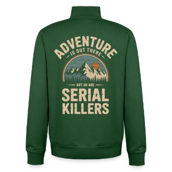 Adventure Out There – Serial Killer Humor - Unisex Organic Zip Sweatshirt by Stanley/Stella - bottle green - Back - AI Model Male 185 dark (185cm)