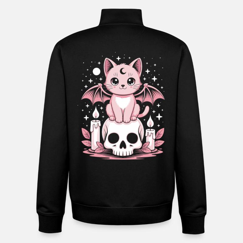 Kawaii Pastel Goth Katze - Unisex Organic Zip Sweatshirt von Stanley/Stella - Schwarz
