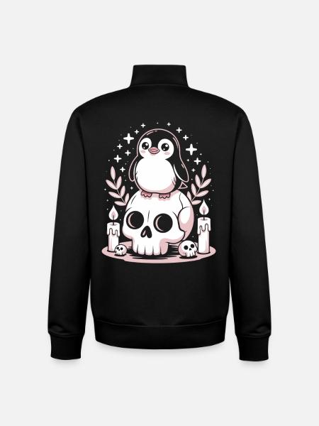 Kawaii Pastel Goth Penguin - Unisex Organic Zip Sweatshirt by Stanley/Stella - black