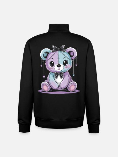Kawaii Pastel Goth Patched Bear - Unisex Organic Zip Sweatshirt by Stanley/Stella - black