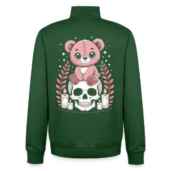 Kawaii Pastel Goth Patched Bear - Sweat zippé unisexe en coton bio Stanley/Stella - vert bouteille - Dos - AI Model Male 185 dark (185cm)
