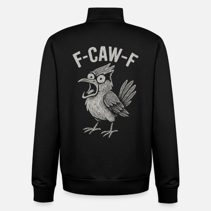 F-Caw-F Crow Caricature - Sweat zippé unisexe en coton bio Stanley/Stella - noir